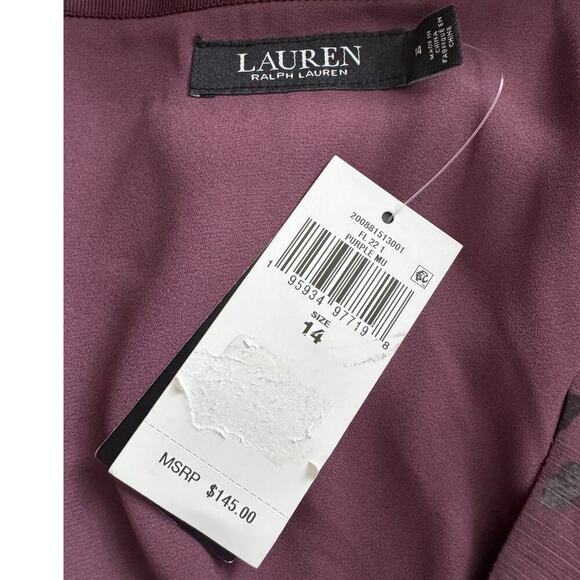 Lauren Ralph Lauren Floral Crinkle Georgette Miniskirt Purple Mauve Size 14 NEW - Picture 5 of 7